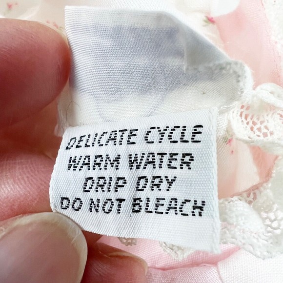 Vtg Hand Smocked Dress 24 Mo. Polly Flinders Calico w Pink Apron Lace 3/4 Sleeve - Picture 9 of 12